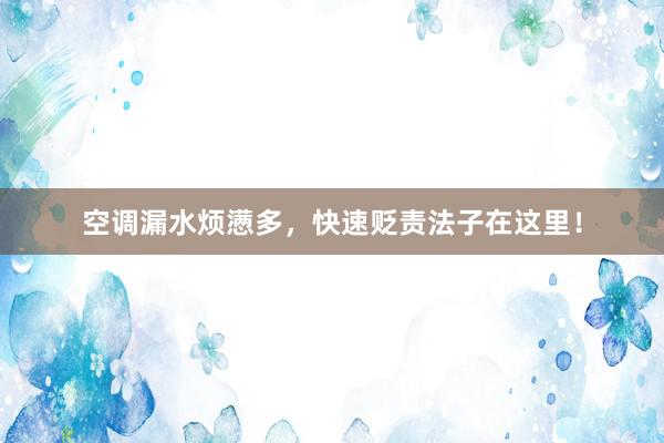 空调漏水烦懑多，快速贬责法子在这里！