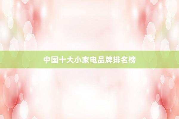 中国十大小家电品牌排名榜